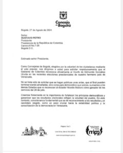 Carta del Concejo de Bogotá