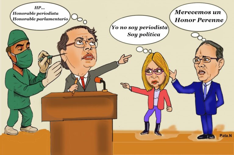 Caricatura FIN DE SEMANA - El presidente Petro y su discurso HP - realizada por Norberto Patarroyo L. Pata.N