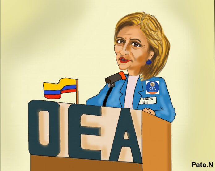 Caricatura de Norberto Patarroyo L. Pata.N- Laura Gil será la primera mujer secretaria adjunta de la OEA