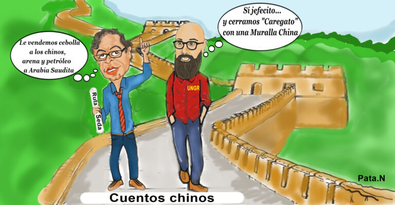 Caricatura de la semana CUENTOS CHINOS - Realizada por el periodista Norberto Patarroyo L. Pata.N - Le vendemos cebolla a los chinos, PETROleo y arena a Arabia Saudita.