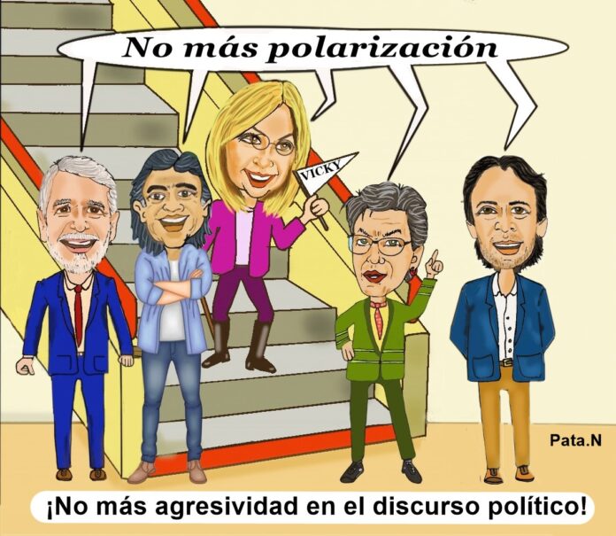 La caricatura hoy en NACIÓN COLOMBIA Candidatos y su llamado a No más polarización. No más agresividad en el discurso político. Realizada por Norberto Patarroyo L. - Pata.N