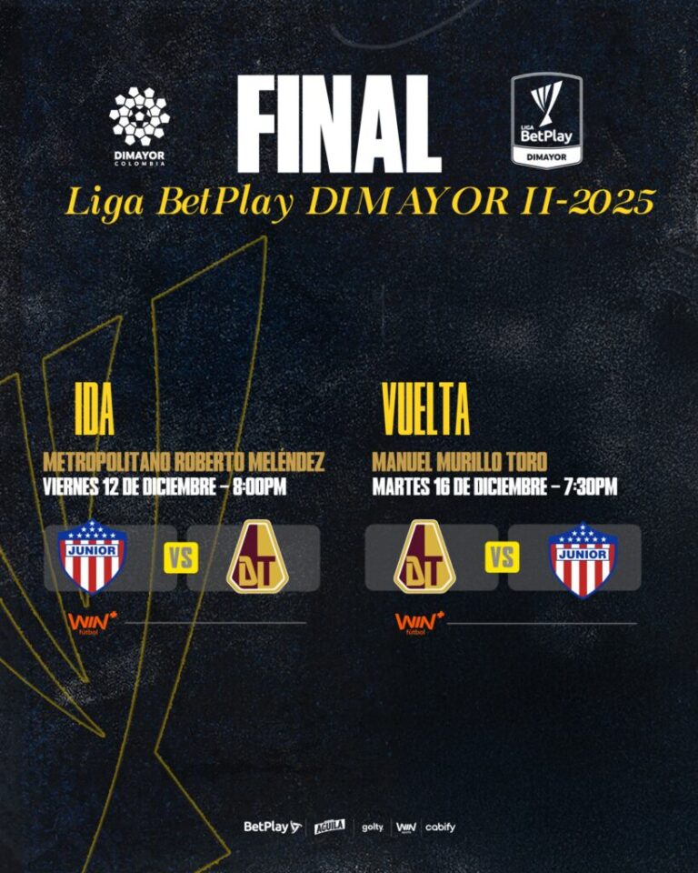 Horarios final Junior vs Tolima en Liga Betplay
