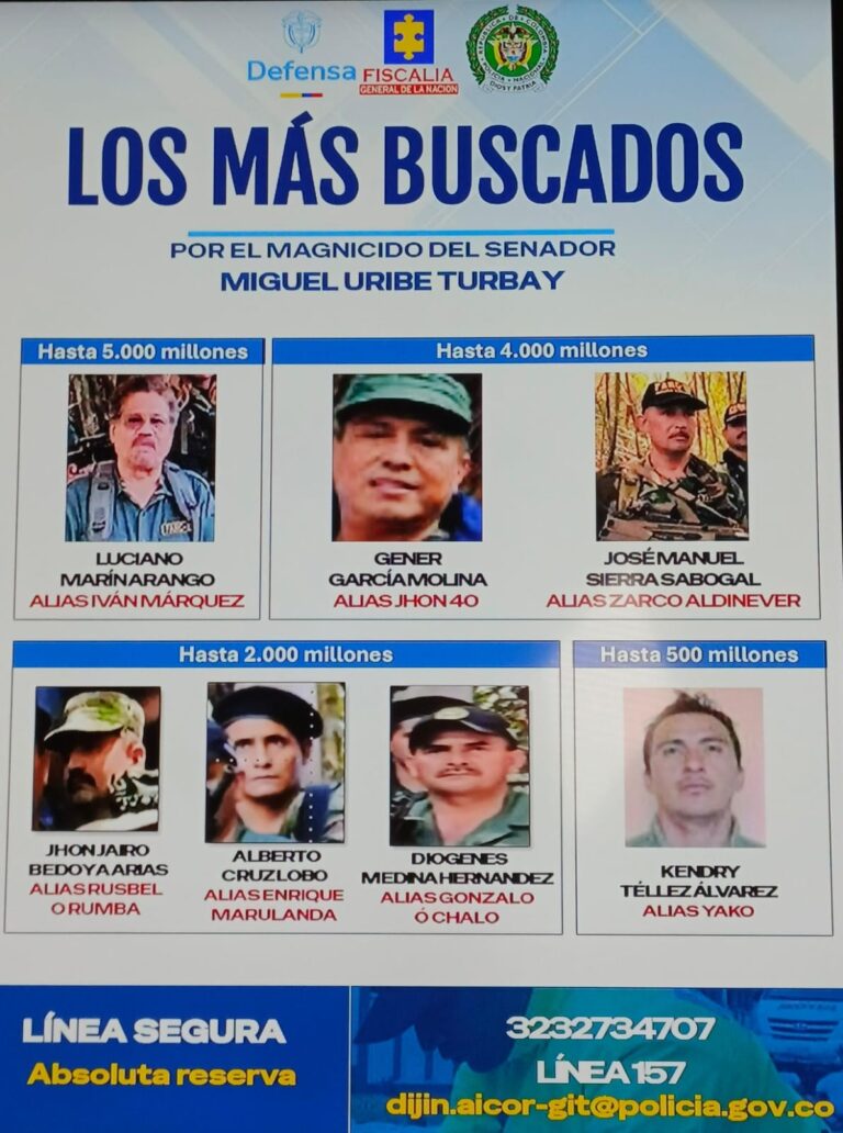 Fiscalía ordena captura de la cúpula de la Segunda Marquetalia por el magnicidio de Miguel Uribe