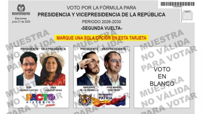 tarjetón de segunda vuelta presidencial