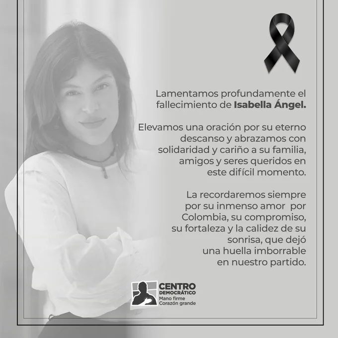 Comunicado en X, Centro democrático muerte de Isabella Ángel