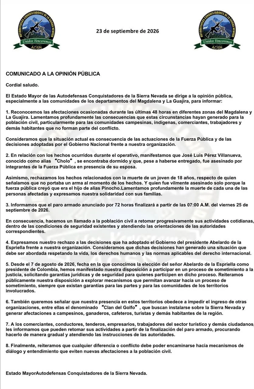 fin del paro armado