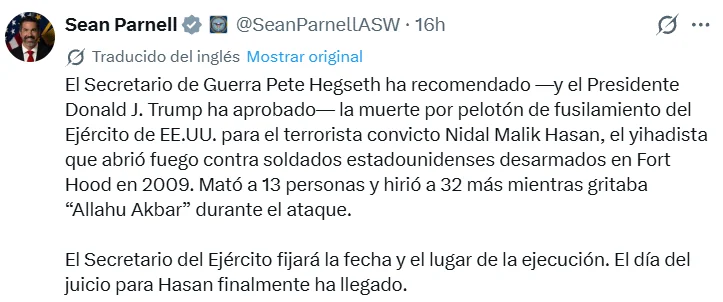 fusilamiento de Nidal Hasan